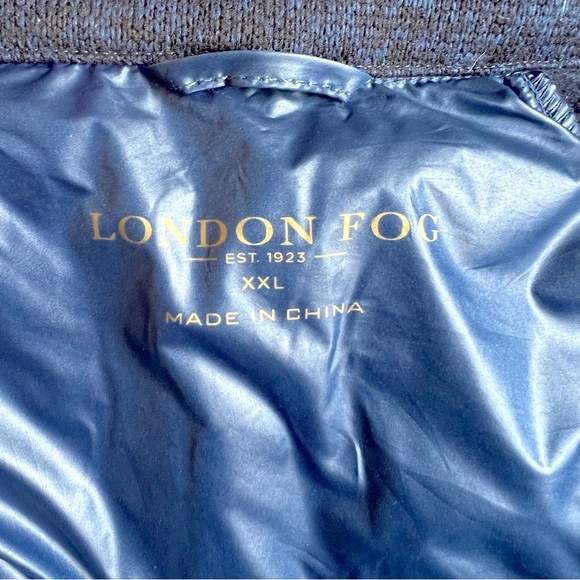 London Fog Mixed Media Down Puffer Coat Jacket XXL Navy Blue Gold Hardware 2XL - Picture 10 of 11